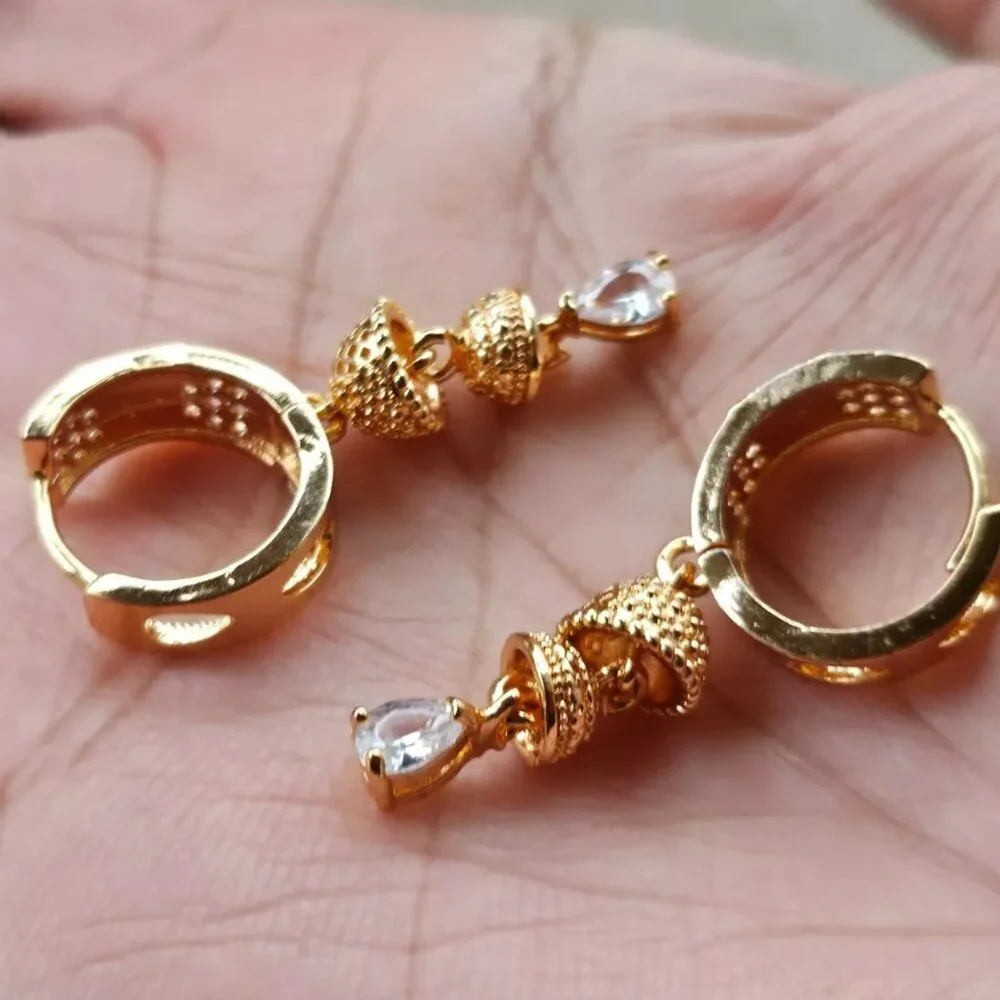 Earrings Fashion Ear Jewelry Drop Down Rose Gold Tone Jhumki style Earrings - Picture 1 of 10